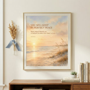 Strand Schrift Isaïa 26:3 Volmaakte Vrede Geloof Poster