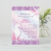 Strand Seahorse Paarse Vrijgezellenfeest Kaart (Staand voorkant)