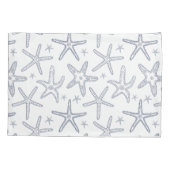 Strand Sealife Zeesterren Blauw en Wit Patroon Kussensloop (Achterkant-Links)
