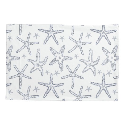 Strand Sealife Zeesterren Blauw en Wit Patroon Kussensloop (Achterkant-Links)