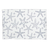 Strand Sealife Zeesterren Blauw en Wit Patroon Kussensloop (Voorkant-Links)