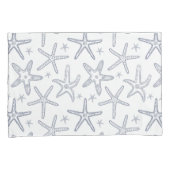 Strand Sealife Zeesterren Blauw en Wit Patroon Kussensloop (Voorkant-Rechts)