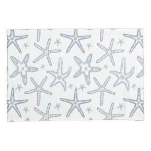 Strand Sealife Zeesterren Blauw en Wit Patroon Kussensloop