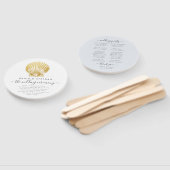 Strand Seashell Gold + Blauw huwelijksprogramma Handwaaier (Niet-gemonteerd)