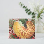  strand Seashell & Red Coral Briefkaart (Staand voorkant)
