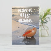 Strand Seashell String Lights Bewaar de datum Save The Date (Staand voorkant)