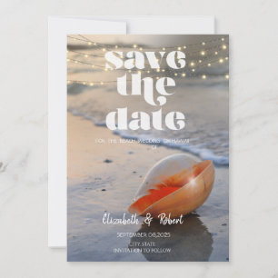 Strand Seashell String Lights Bewaar de datum Save The Date
