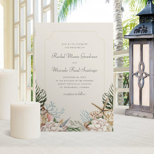 Strand Seashells Bloemen bruiloft Kaart