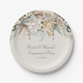 Strand Seashells Bloemen bruiloft Papieren Bordje (Voorkant)