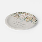 Strand Seashells Bloemen bruiloft Papieren Bordje (Gekanteld)