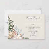 Strand Seashells Bloemen bruiloft RSVP Kaartje (Voorkant)