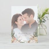 Strand Seashells Bloemen Trouwen Save the Date (Staand voorkant)