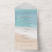 Strand Seaside / Oceanside Beach bruiloft All In One Uitnodiging (Binnen)