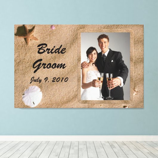 Strand Serenity Bruiloft Foto Verpakt Canvas (Insitu (Houten vloer))