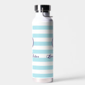Strand Sfeer Blauw Witte Gestreepte Naamse Monogra Waterfles (Links)