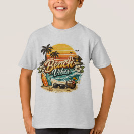Strand Sfeer Vintage Retro Zonsondergang Tropisch T-shirt