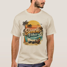 Strand Sfeer Vintage Retro Zonsondergang Tropisch T-shirt