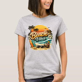 Strand Sfeer Vintage Retro Zonsondergang Tropisch T-shirt