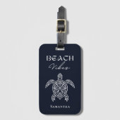 Strand Sfeer Zee Schildpad Persoonlijke Navy Bagagelabel (Voorkant (verticaal))