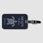 Strand Sfeer Zee Schildpad Persoonlijke Navy Bagagelabel (Voorkant (horizontaal))