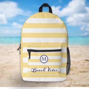 Strand Sfeer Zomer Geel Wit Strepen Monogram Bedrukte Rugzak