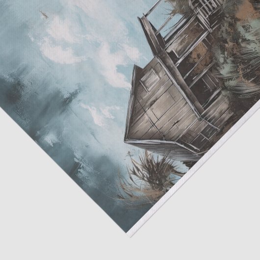 Strand Shack rustieke kustschilderij Decoupage Tissuepapier (Detail)