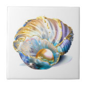 Strand shell fantasie parel mythische schelp glam tegeltje (Voorkant)