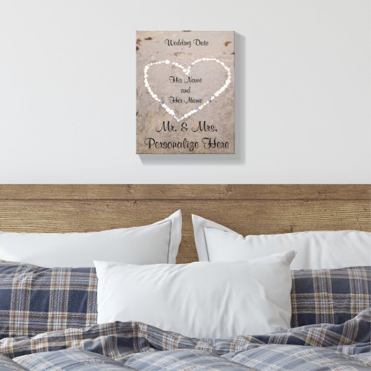 Strand Shell Hart Gepersonaliseerd Canvas Afdruk (Insitu (Slaapkamer))