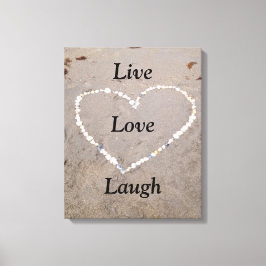 Strand Shell Hart. Live Love Laugh Canvas Afdruk (Voorkant)