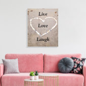 Strand Shell Hart. Live Love Laugh Canvas Afdruk (Insitu (Woonkamer))