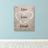 Strand Shell Hart. Live Love Laugh Canvas Afdruk (Insitu (Houten vloer))