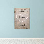 Strand Shell Hart. Live Love Laugh Canvas Afdruk (Insitu (Houten vloer))