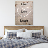 Strand Shell Hart. Live Love Laugh Canvas Afdruk (Insitu (Slaapkamer))