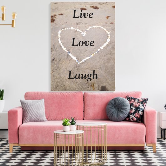 Strand Shell Hart. Live Love Laugh Canvas Afdruk (Insitu (Woonkamer))