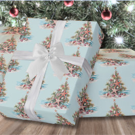 Strand Shell Kerstboom Patroon Cadeaupapier