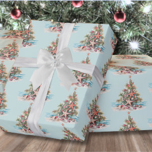 Strand Shell Kerstboom Patroon Cadeaupapier