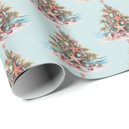 Strand Shell Kerstboom Patroon Cadeaupapier (Rol Hoek)