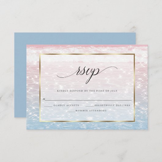 strand Shimmer roze Ocean Waters RSVP Kaartje (Voorkant / Achterkant)
