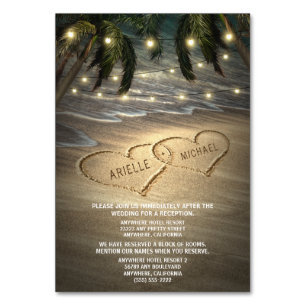Strand Shore Hearts in Zand Bruiloft invoegen Kaar Kaart