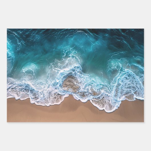 Strand Shoreline Waves Decoupage Inpakpapier Vel (Voorkant 2)