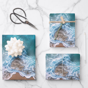 Strand Shoreline Waves Decoupage Inpakpapier Vel