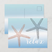 Strand Sinaasappel Blauwe Zeester Relax Briefkaart (Voorkant / Achterkant)