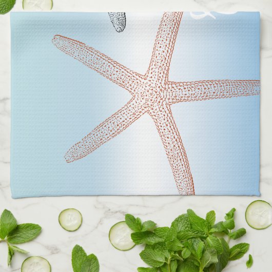 Strand Sinaasappel Blauwe Zeester Relax Theedoek (Gevouwen)