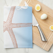 Strand Sinaasappel Blauwe Zeester Relax Theedoek (Quarter Fold)