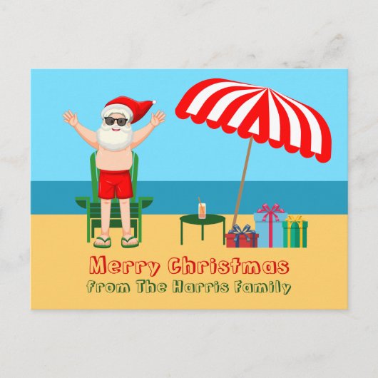 Strand Sinterklaas Leuke Custom Kerstmis Briefkaart (Voorkant)