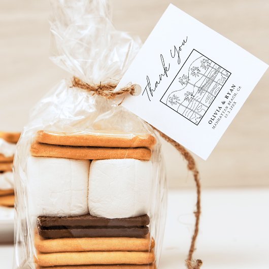 Strand Sketch Moderne Trouwgunst Tag Bedankjes Labels