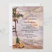 Strand slingerlichten na trouwfeest uitnodiging (Voorkant)