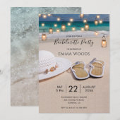 Strand slingerlichten vrijgezellenfeest kaart (Voorkant / Achterkant)