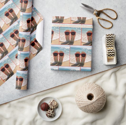 Strand slippers met rode zonnebril cadeaupapier (Crafts)
