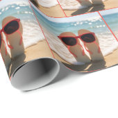 Strand slippers met rode zonnebril cadeaupapier (Rol Hoek)